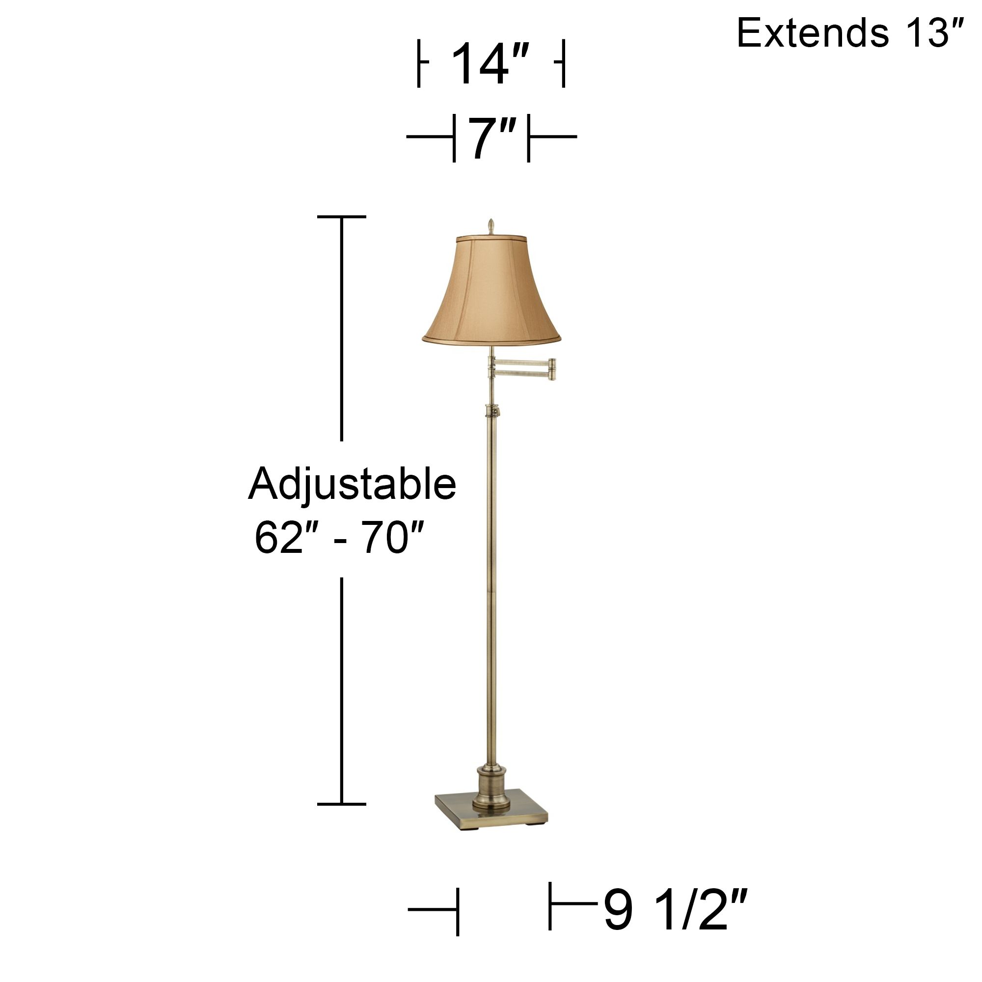 Image 4 Regency Hill Westbury Tan and Brass Adjustable Swing Arm Floor Lamp more views