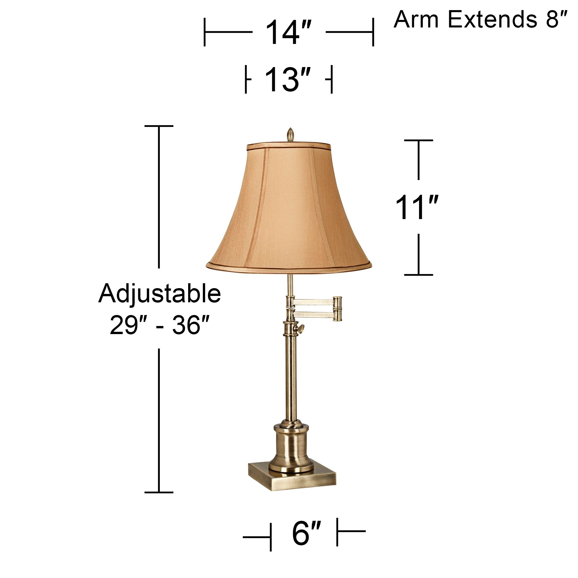 Image 6 Regency Hill Westbury Tan Bell Brass Adjustable Swing Arm Lamp more views