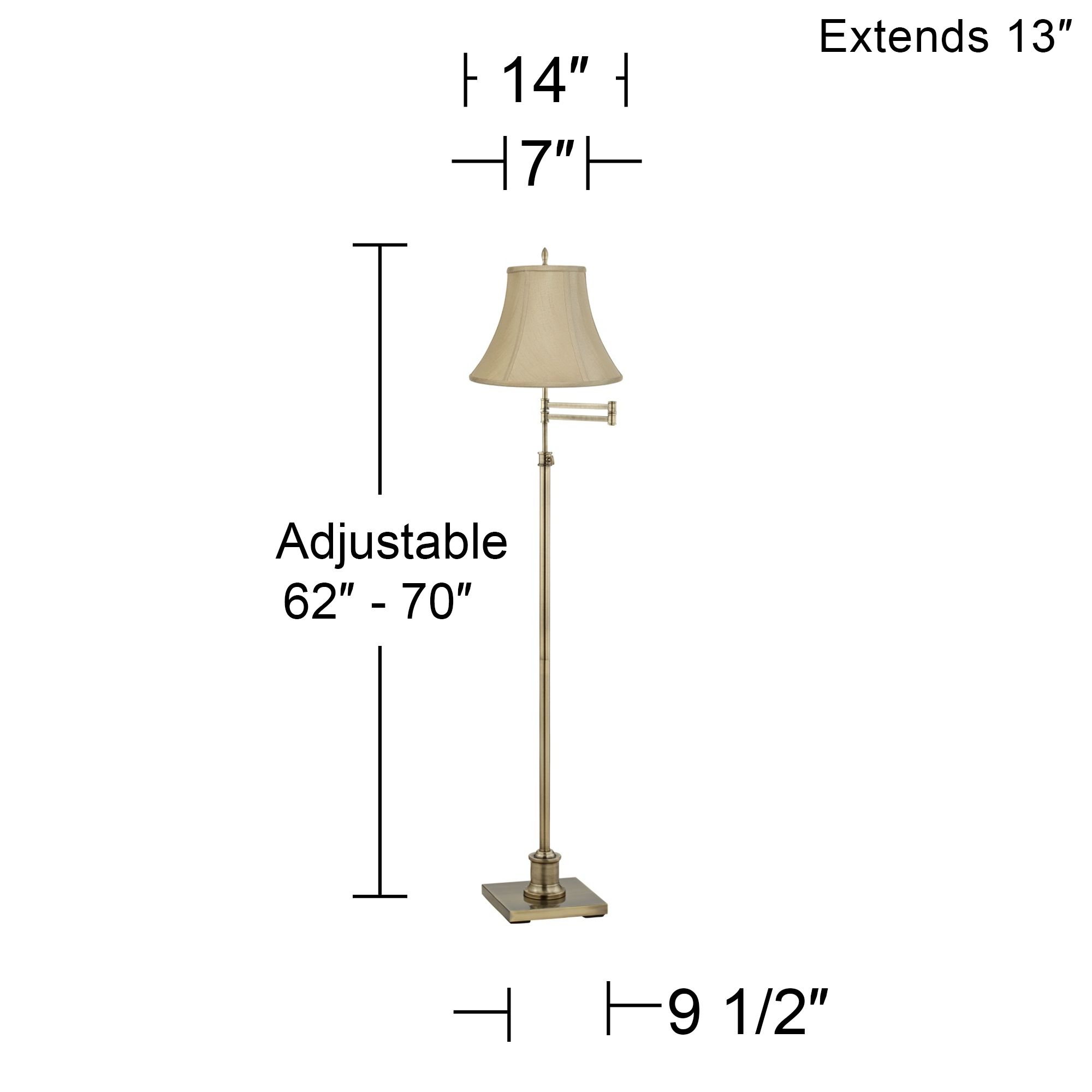 Image 3 Regency Hill Westbury Taupe and Brass Adjustable Swing Arm Floor Lamp more views