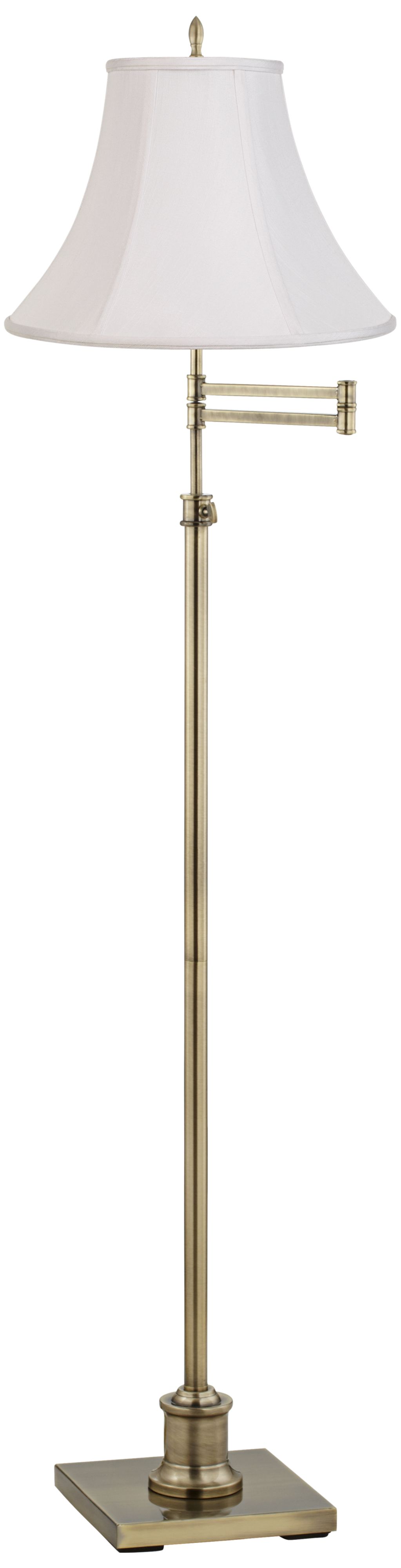 Regency Hill Westbury White and Brass Adjustable Swing Arm Floor Lamp