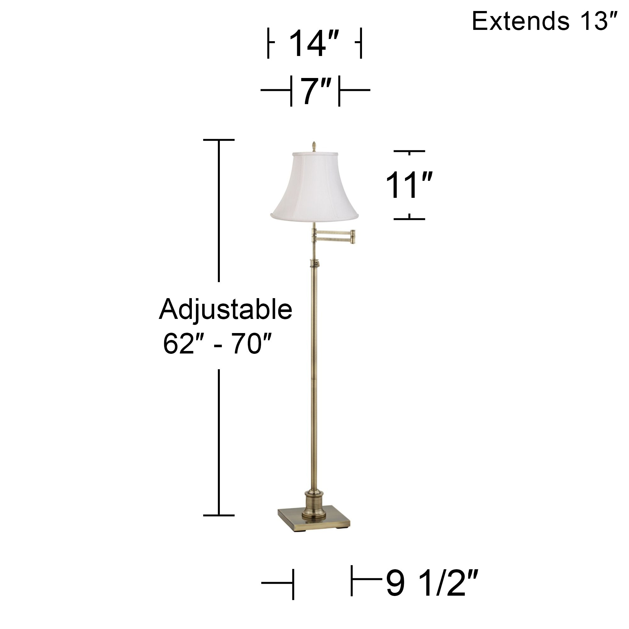 Image 4 Regency Hill Westbury White and Brass Adjustable Swing Arm Floor Lamp more views