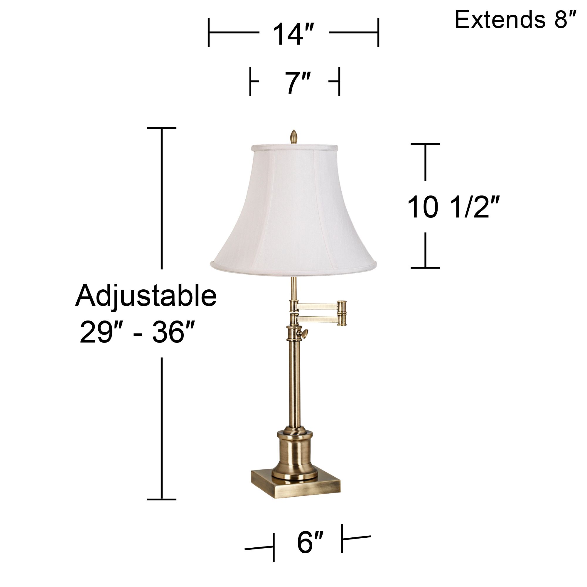 Image 6 Regency Hill Westbury White Bell Brass Swing Arm Desk Lamp more views