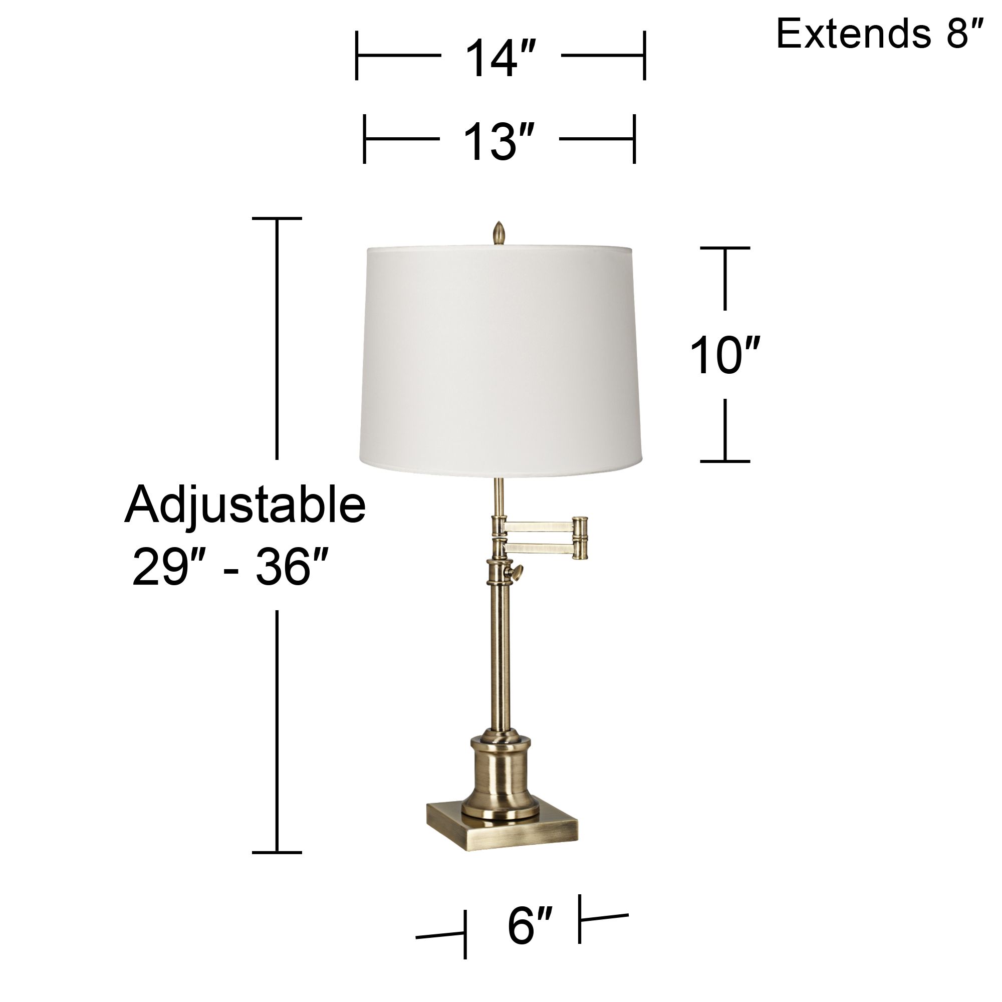Image 3 Regency Hill Westbury White Drum Shade Brass Swing Arm Desk Lamp more views