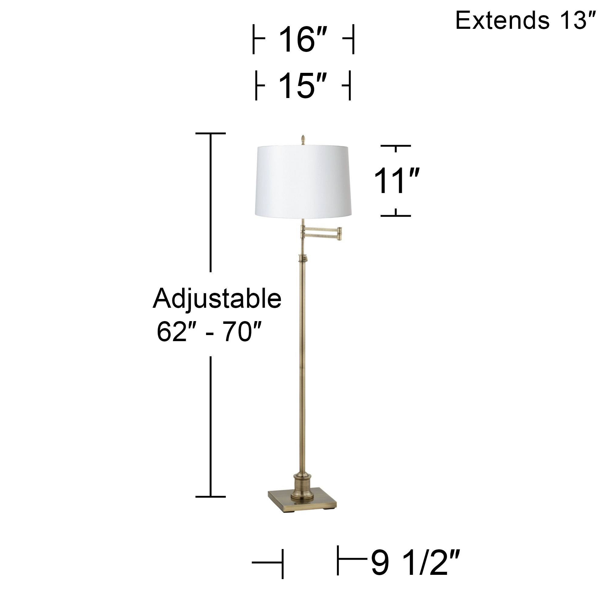 Image 4 Regency Hill Westbury White Hardback Shade Brass Floor Lamp more views