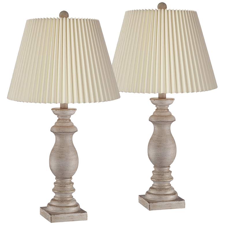Image 1 Regency Hill White-Washed Faux Wood Table Lamps Set of 2