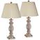 Regency Hill White-Washed Faux Wood Table Lamps Set of 2