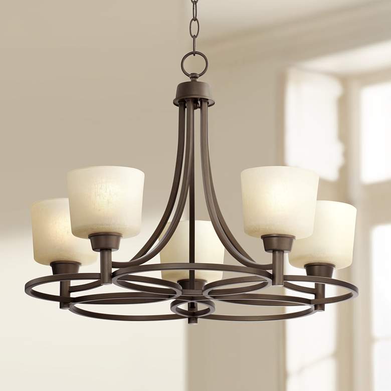 Image 1 Regency Hill Whitfield 23 inch Wide Oil-Rubbed Bronze 5-Light Chandelier