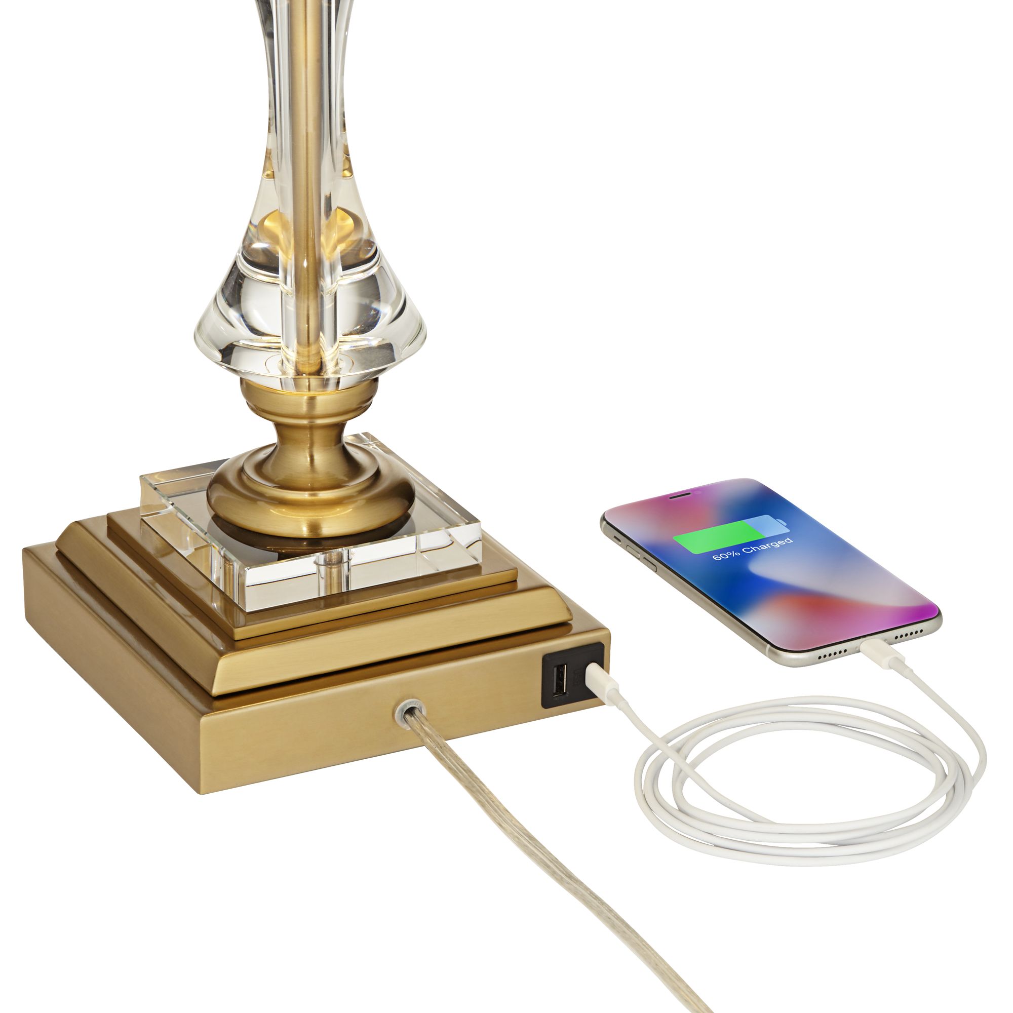 Image 4 Regency Hill Windsor 32" Gold and Crystal Traditional USB Table Lamp more views
