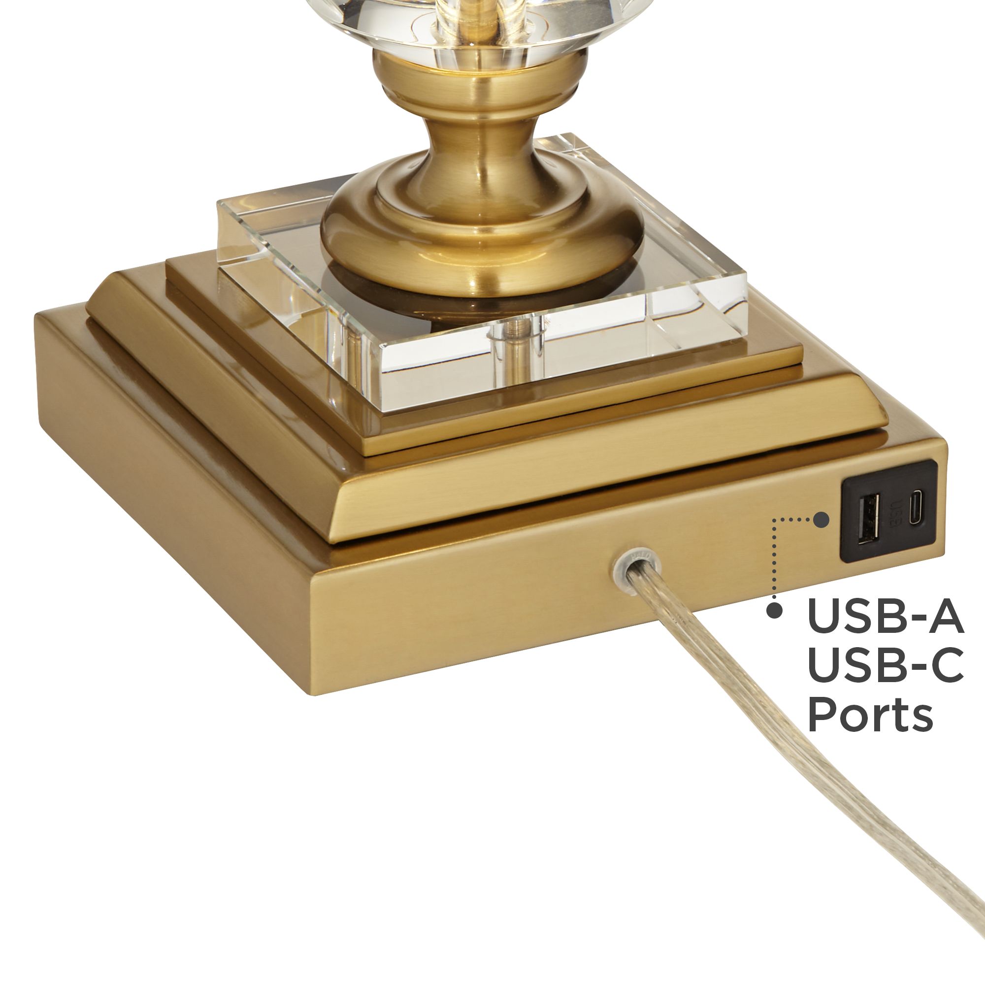 Image 5 Regency Hill Windsor 32" Gold and Crystal Traditional USB Table Lamp more views