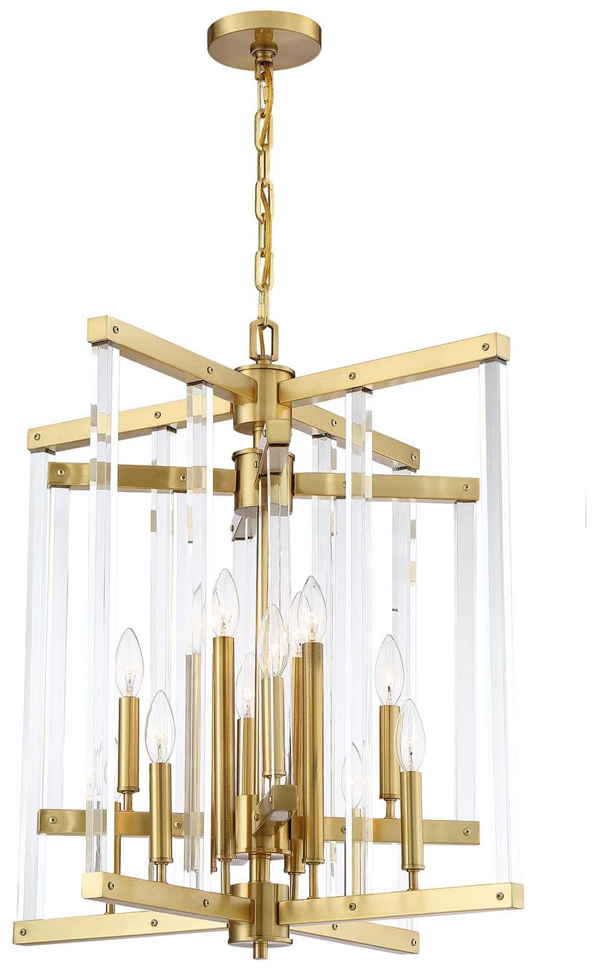 Regent 12-Light 24 Inch Geometric Polished Brass Chandelier