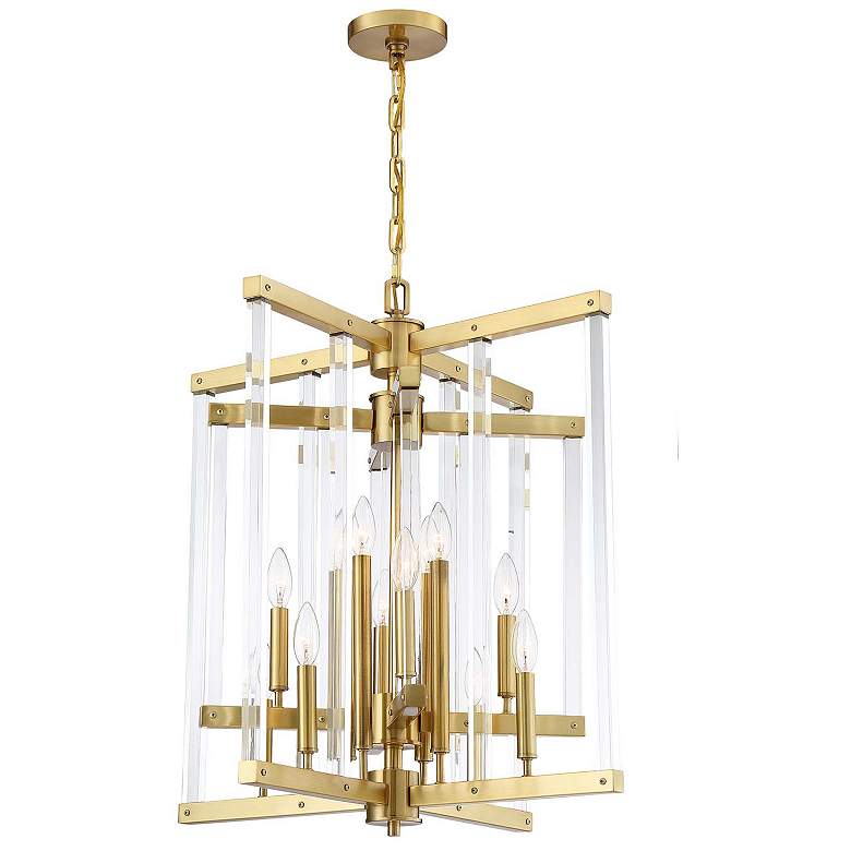 Image 1 Regent 12-Light 24 Inch Geometric Polished Brass Chandelier