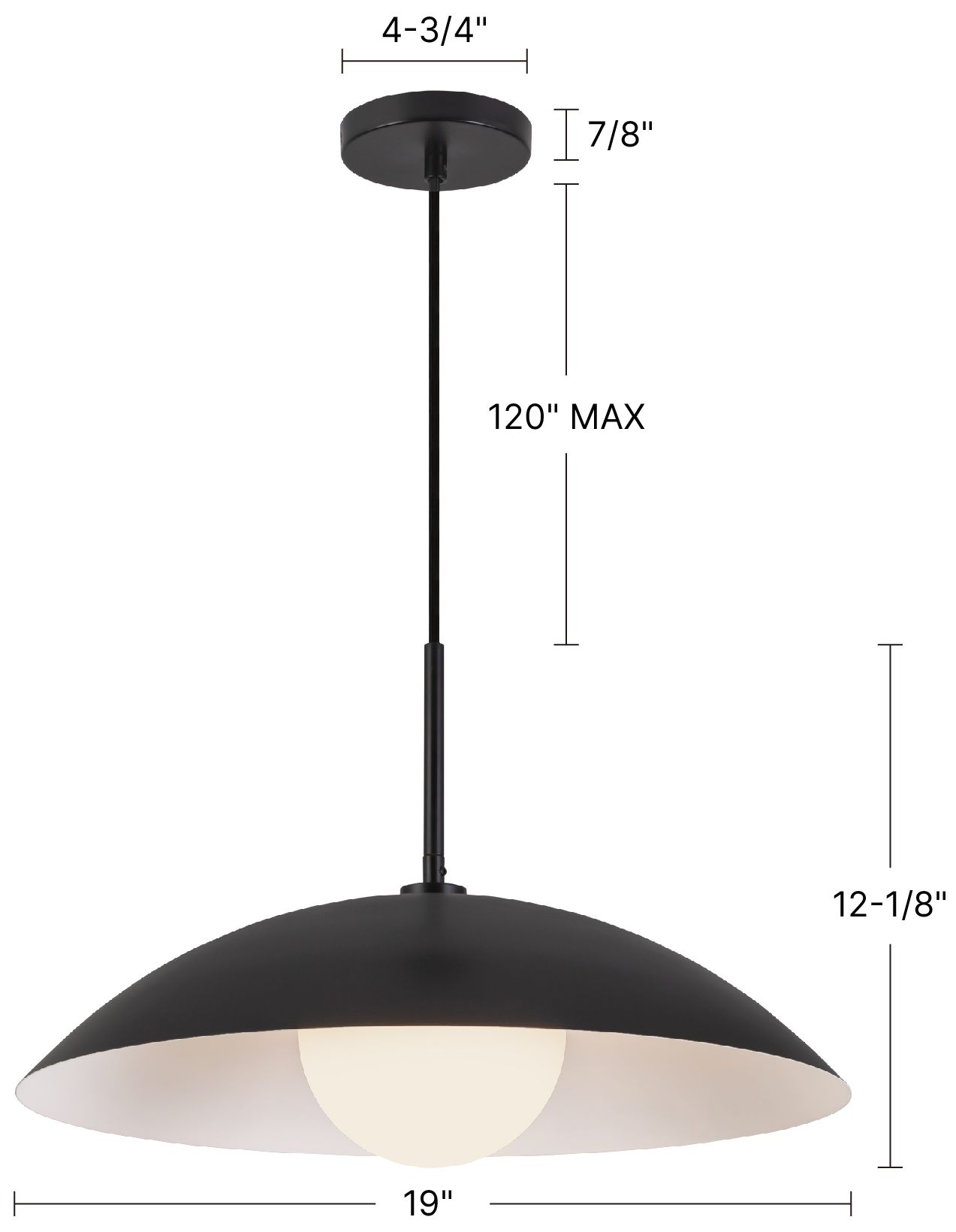 Regent 19-in Black Pendant