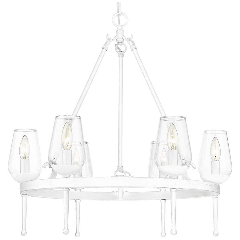 Image 1 Regent 25 5/8 inch Textured White Plaster 6-Light Chandelier With Clear Gl