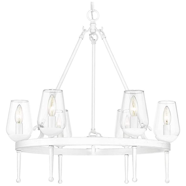 Image 1 Regent 25 5/8" Textured White Plaster 6-Light Chandelier With Clear Gl