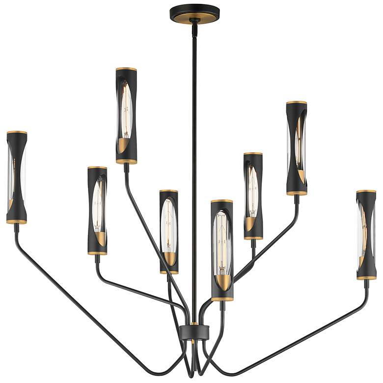 Image 1 Regent 40"W Black and Antique Brass 8-Light LED Chandelier