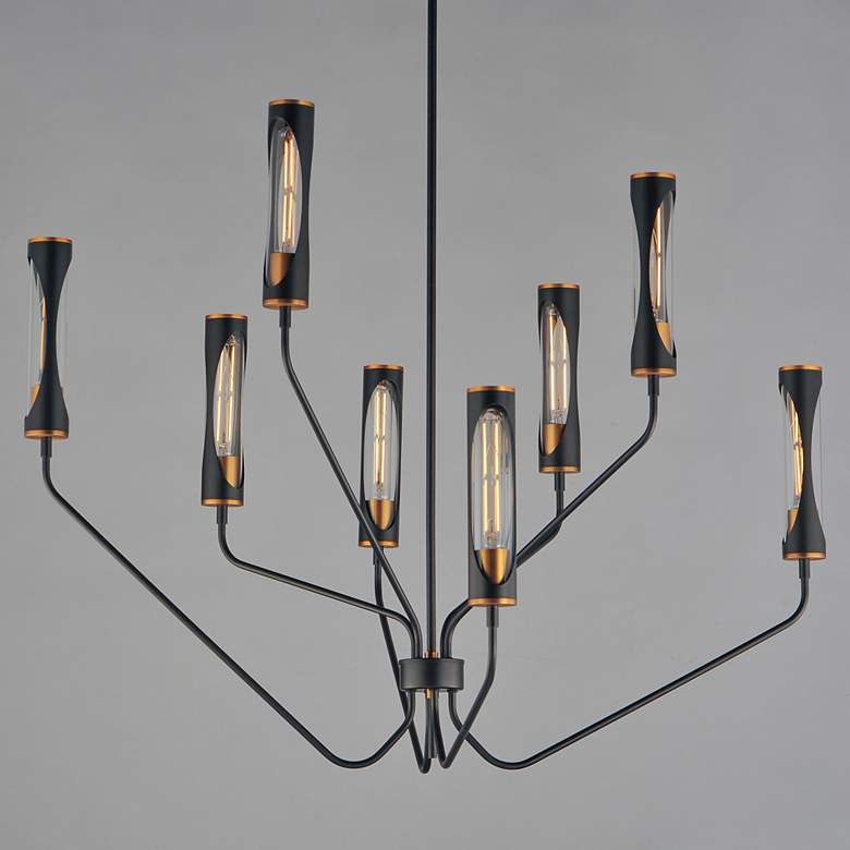 Image 3 Regent 40"W Black and Antique Brass 8-Light LED Chandelier more views