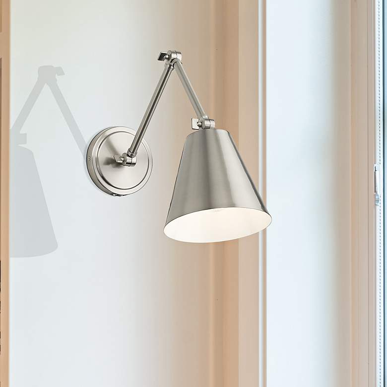 Image 2 Regent 7 1/2" High Brushed Nickel Adjustable Wall Sconce