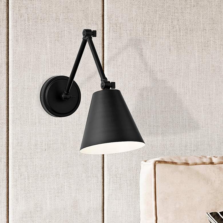 Image 2 Regent Matte Black Adjustable Arm Wall Lamp