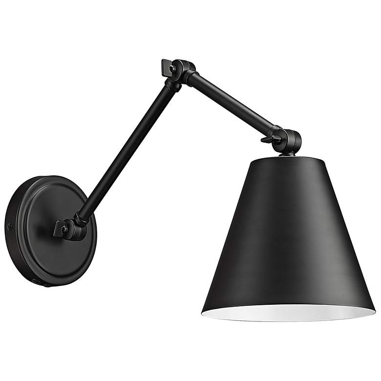 Image 7 Regent Matte Black Adjustable Arm Wall Lamp more views