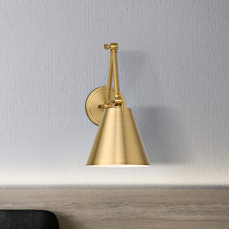 Image 2 Regent Modern Gold Adjustable Swing Arm Wall Lamp