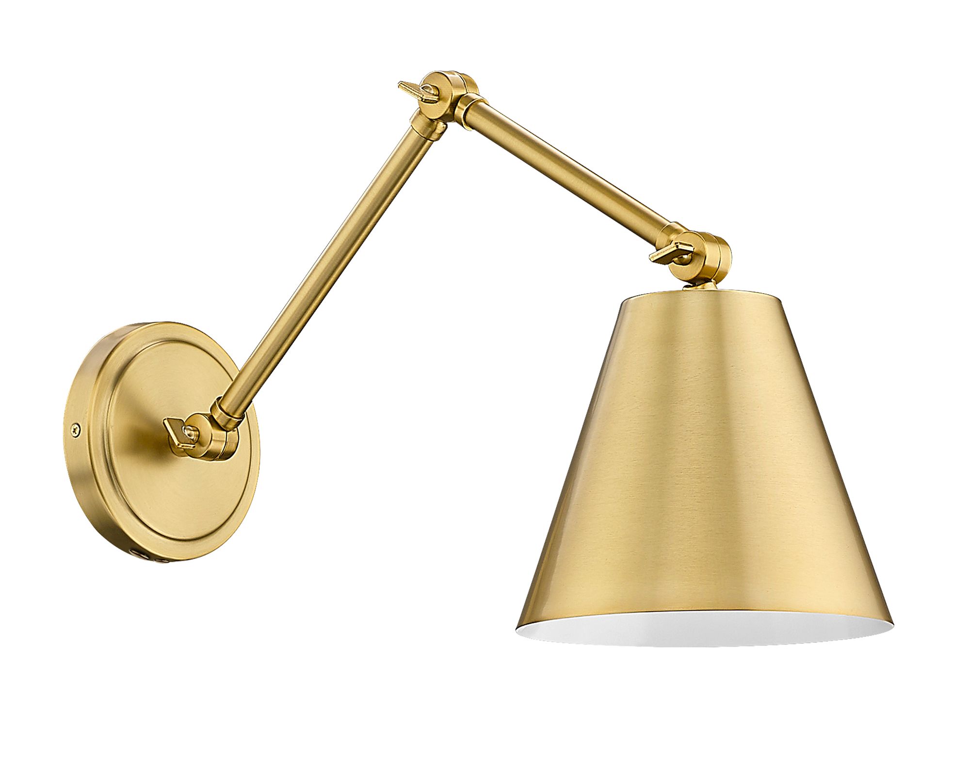 Regent Modern Gold Adjustable Swing Arm Wall Lamp in scene