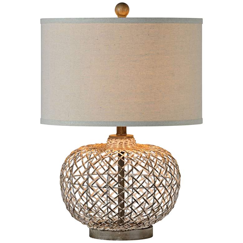 Image 1 Reggie 24" High Gray Wash Coastal Modern Rattan Table Lamp