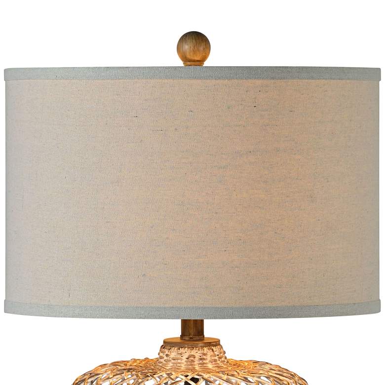 Image 2 Reggie 24" High Gray Wash Coastal Modern Rattan Table Lamp more views