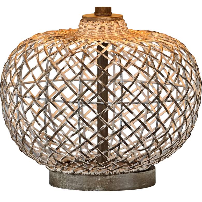 Reggie Gray Wash Coastal Modern Rattan Table Lamp more views