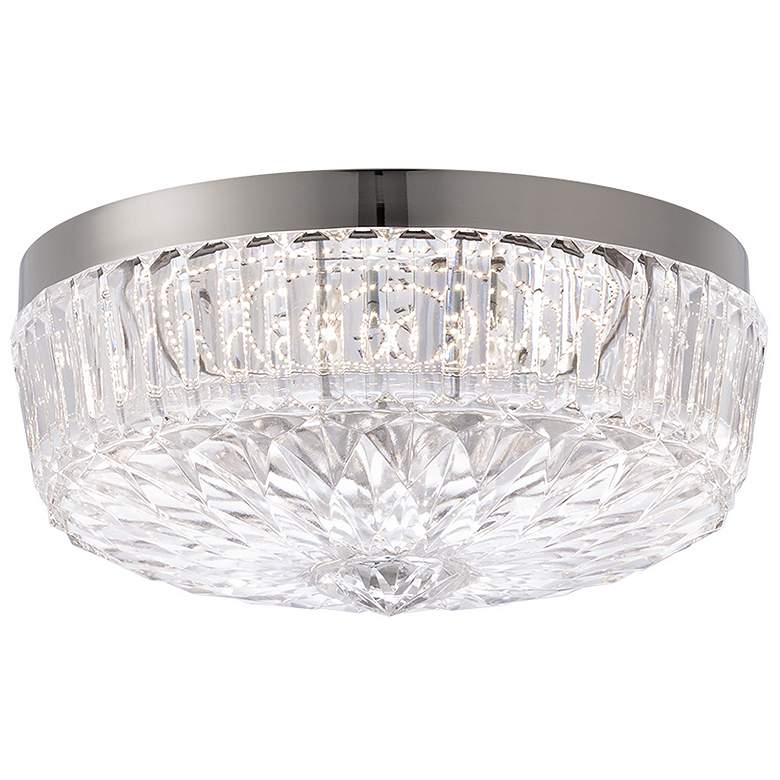 Image 1 Regina 12 inch Wide Polished Nickel Clear Crystal 1-Light Flush Mount