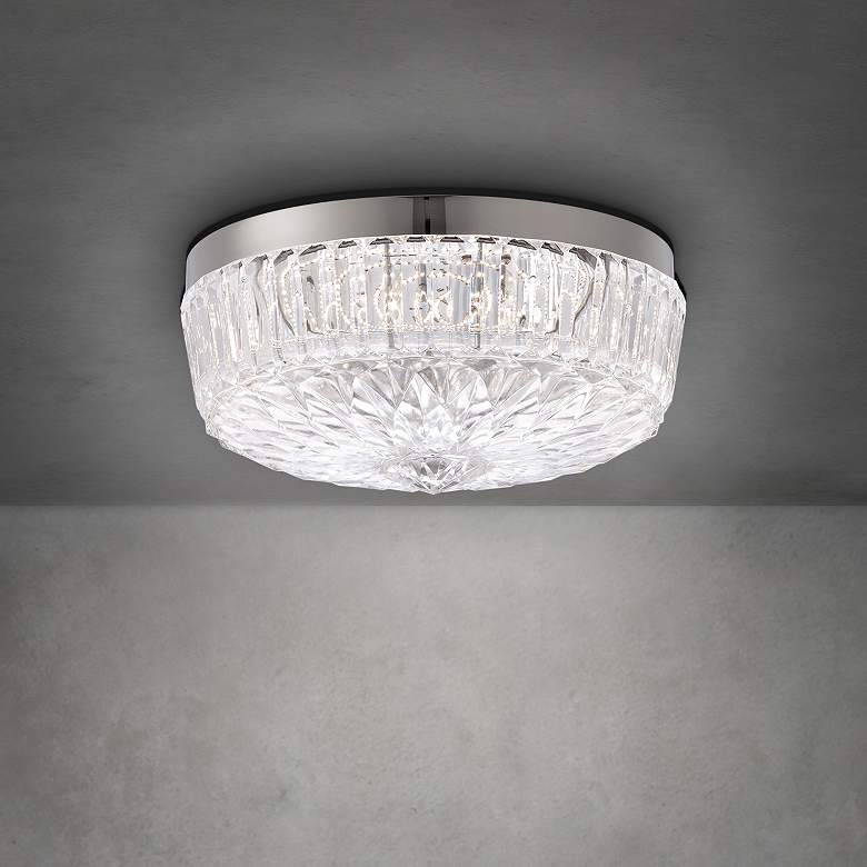 Image 1 Regina 12" Wide Polished Nickel Clear Crystal 1-Light Flush Mount