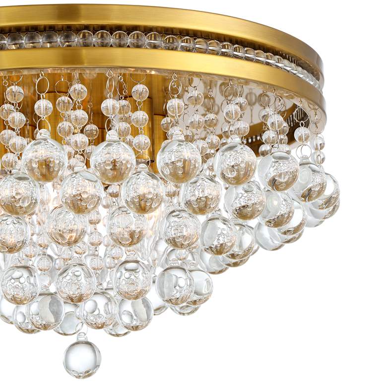 Image 3 Regina 15 1/4 inch Wide Brass Crystal Ceiling Light more views