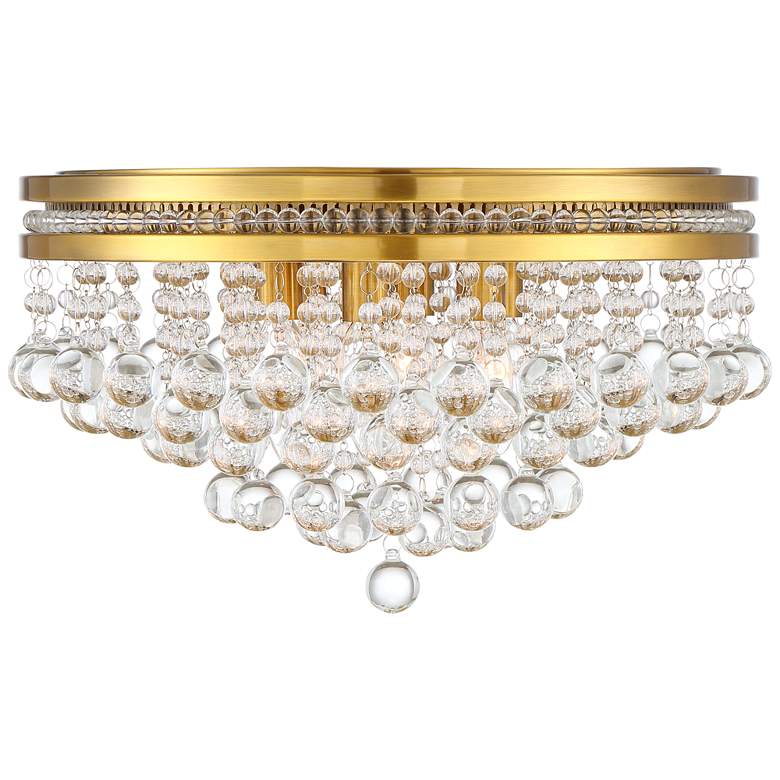 Image 4 Regina 15 1/4 inch Wide Brass Crystal Ceiling Light more views