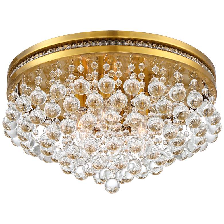 Image 5 Regina 15 1/4 inch Wide Brass Crystal Ceiling Light more views