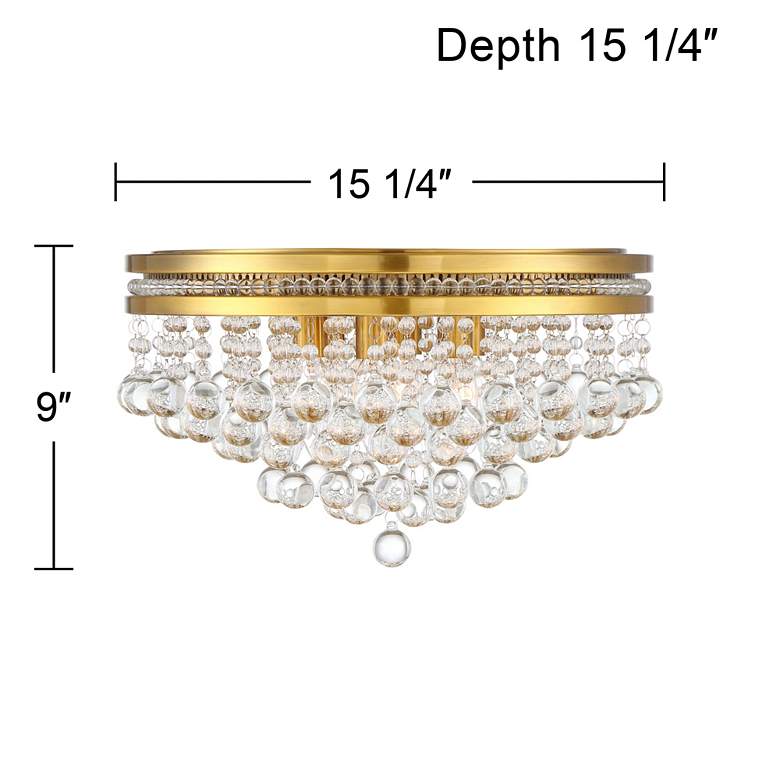 Image 6 Regina 15 1/4 inch Wide Brass Crystal Ceiling Light more views
