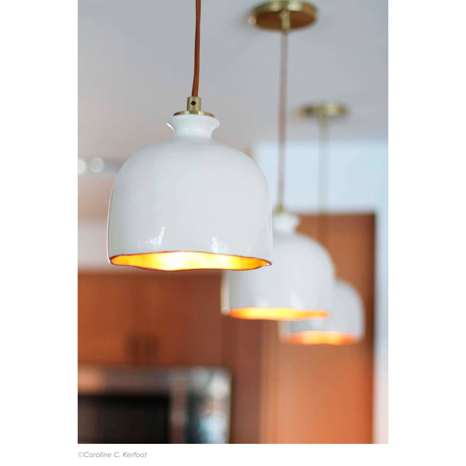 Image 4 Regina Andrew Bianca Ceramic Pendant (Gloss White and Gold) 9.5 Height more views