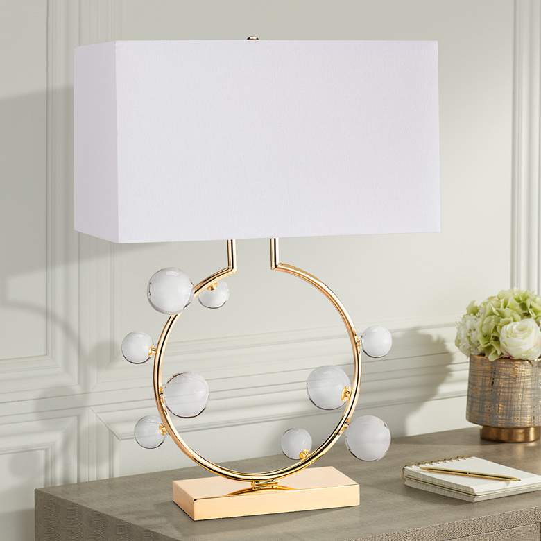 Image 1 Regina Andrew Bijou Ring Crystal Spheres and Polished Brass Table Lamp
