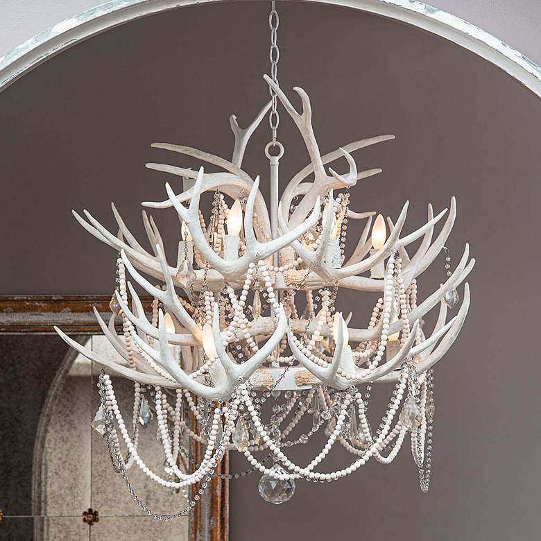 Image 1 Regina Andrew Cheyanne 34" Wide White 12-Light Antler Chandelier