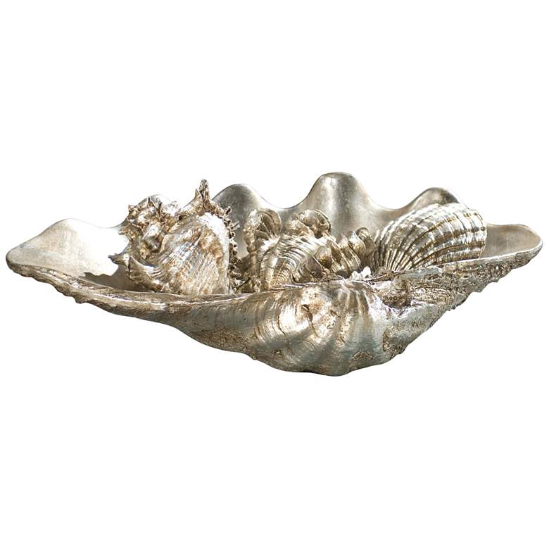 Image 1 Regina Andrew Clam Shell Medium W/Small Shells (Silver) 5 Height