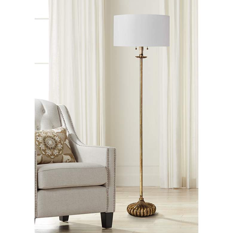 Image 1 Regina Andrew Clove Stem 62" Antique Gold Leaf Floor Lamp