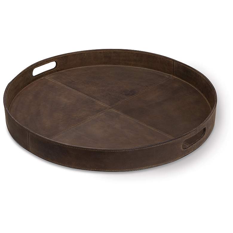 Image 1 Regina Andrew Derby Round Leather Tray (Brown)