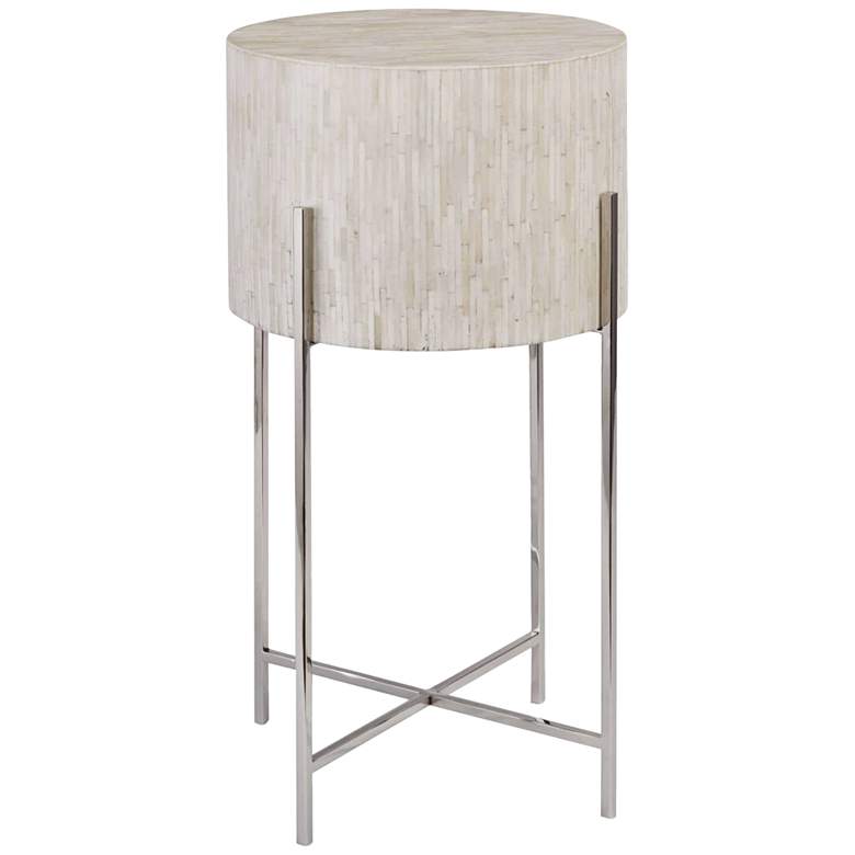 Image 1 Regina Andrew Design 14" Wide Bone and Nickel Drum Accent Table