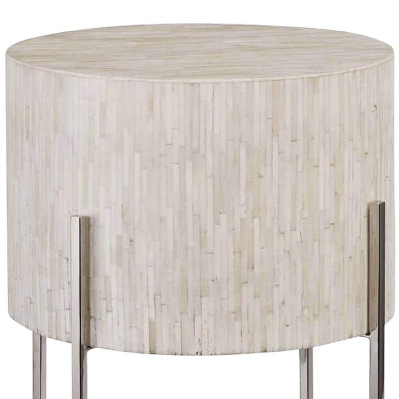Image 2 Regina Andrew Design 14 inch Wide Bone and Nickel Drum Accent Table more views