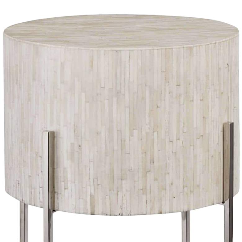 Image 2 Regina Andrew Design 14" Wide Bone and Nickel Drum Accent Table more views