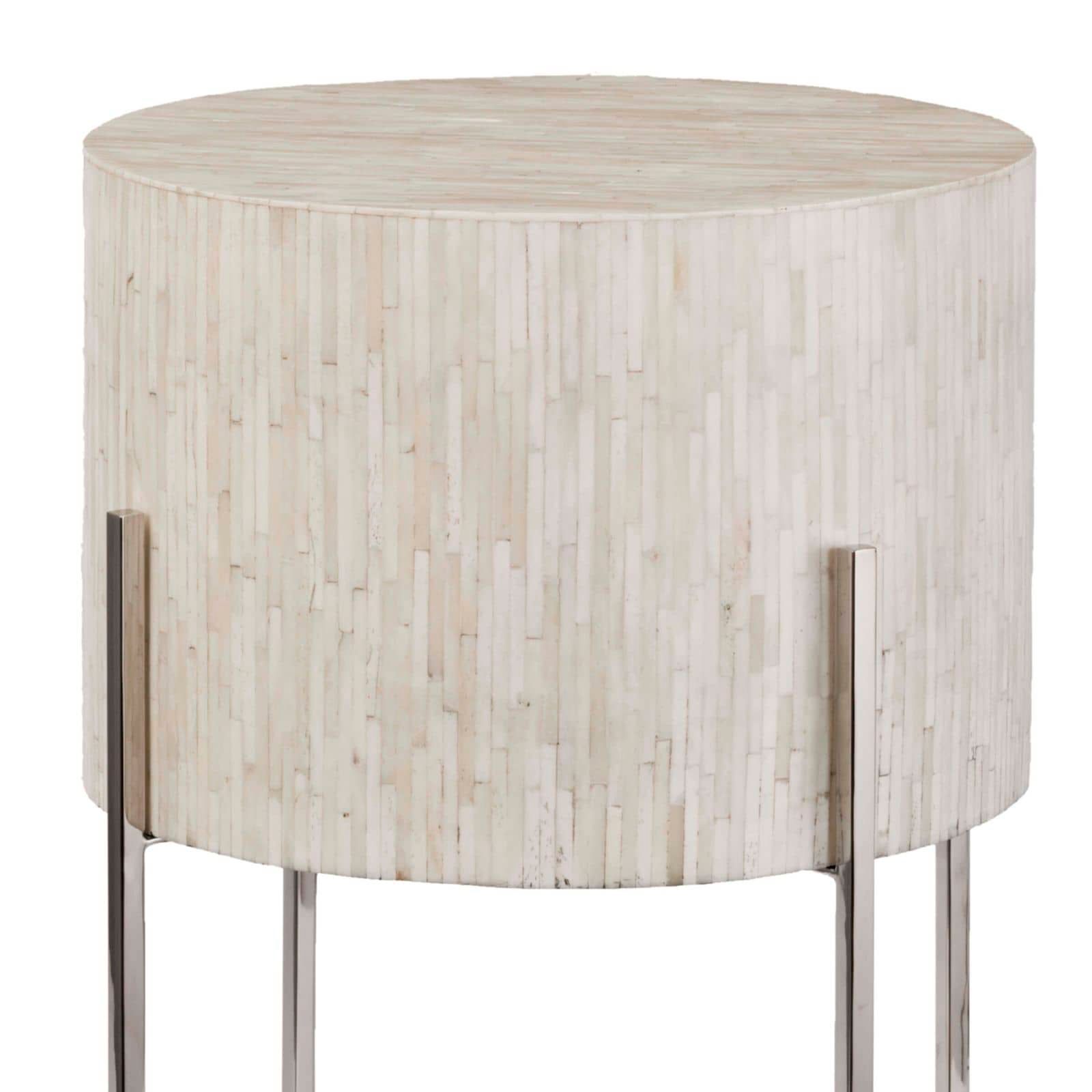 Image 4 Regina Andrew Design 14" Wide Bone and Nickel Drum Accent Table more views