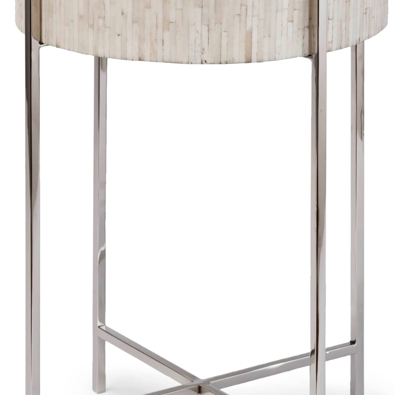 Image 5 Regina Andrew Design 14" Wide Bone and Nickel Drum Accent Table more views