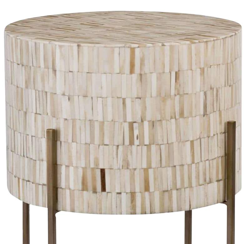 Image 2 Regina Andrew Design 14"W Bone and Brass Drum Accent Table more views