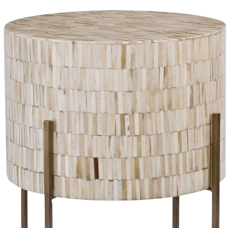 Image 2 Regina Andrew Design 14 inchW Bone and Brass Drum Accent Table more views