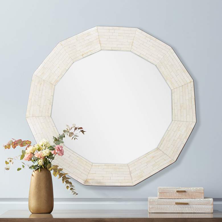 Image 1 Regina Andrew Design Ares Natural Bone 30" Round Wall Mirror