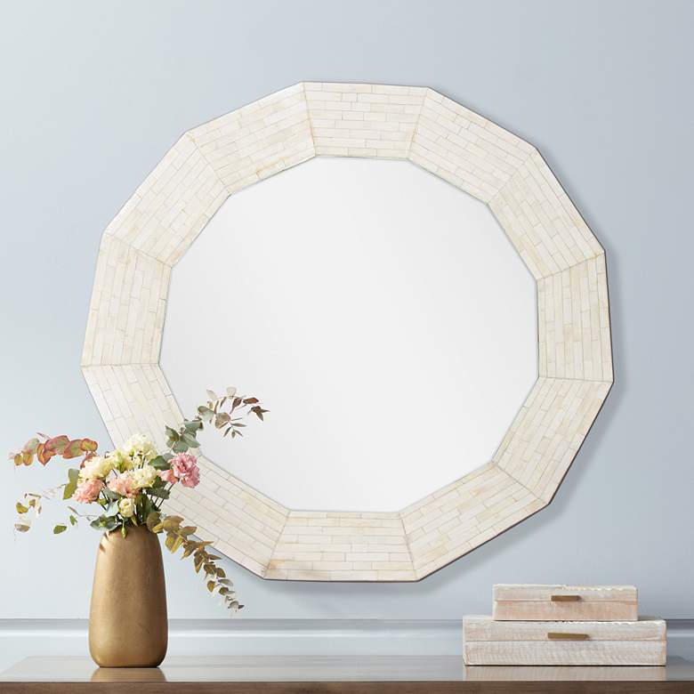 Image 1 Regina Andrew Design Ares Natural Bone 30 inch Round Wall Mirror