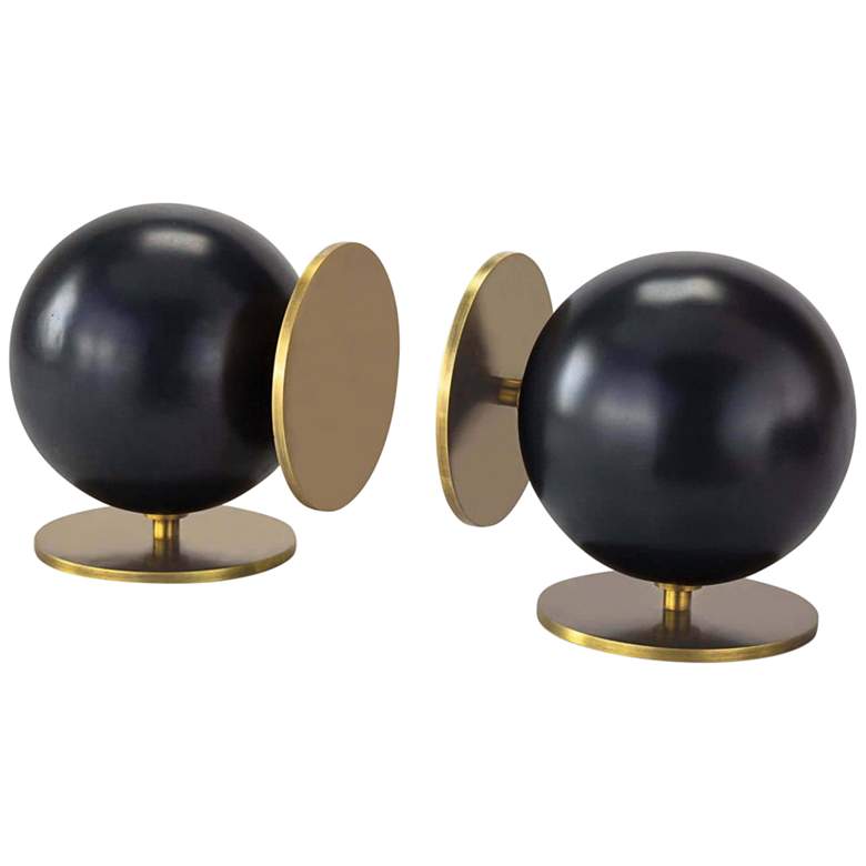 Image 1 Regina Andrew Design Grant 6 3/4"H Blackened Brass Bookends